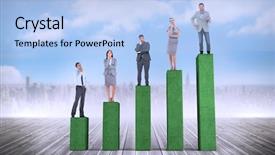  Presentation with growth chart - Presentation design featuring composite image of business people standing on bar chart depicting growth background and a light blue colored foreground