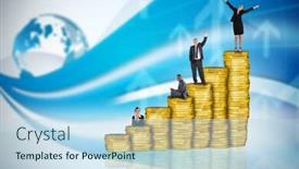  Presentation with blue global - Amazing PPT theme having coins against global business graph backdrop and a light blue colored foreground