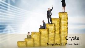  Presentation with graphics - Cool new presentation with pile of coins against arrow backdrop and a yellow colored foreground