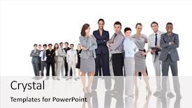  Presentation with 3d white people pushing - Slide deck with residential area in a picturesque location near a pond with a fountain in the city of richmond background and a dark gray colored foreground