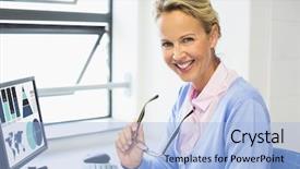  Presentation with digital image - Beautiful theme featuring composite image of business presentation backdrop and a light blue colored foreground