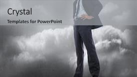  Presentation with supporting - Beautiful slide deck featuring composite image of business team supporting boss against clouds in a room backdrop and a light gray colored foreground