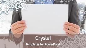  Presentation with page - Beautiful PPT theme featuring composite image of businessman holding blank page against snow backdrop and a gray colored foreground