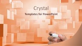  Presentation with orange abstract - Presentation design enhanced with composite image of businessman about to write something in orange abstract room with 3d cubes background and a lemonade colored foreground