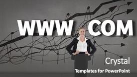  Presentation with black hands - Presentation theme enhanced with composite image of businesswoman standing with hands on hips against black wall background and a dark gray colored foreground