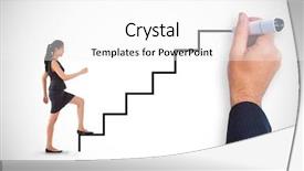  Presentation with stepping - Presentation theme having composite image of businesswoman stepping background and a white colored foreground