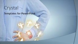  Presentation with smartwatch - Audience pleasing presentation consisting of composite image of businesswoman wearing smartwatch backdrop and a light blue colored foreground