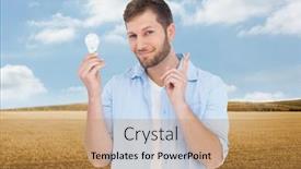  Presentation with kidney transplant holding a model - Presentation design featuring composite image of charming model holding a bulb in right hand background and a coral colored foreground