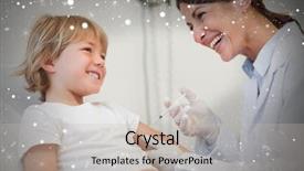  Presentation with injection - Theme featuring composite image of child receiving an injection against snow background and a light gray colored foreground