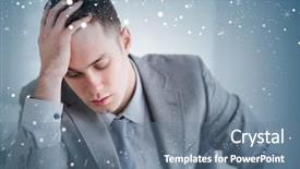  Presentation with bad news - Presentation featuring composite image of close up of businessman after getting bad news against snow background and a ocean colored foreground