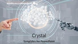  Presentation with robotic arm - Slide deck consisting of composite image of cloud background and a light gray colored foreground