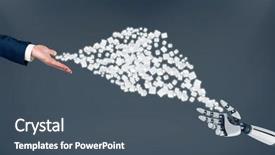  Presentation with robotic arm - Beautiful PPT layouts featuring composite image of cloud backdrop and a ocean colored foreground