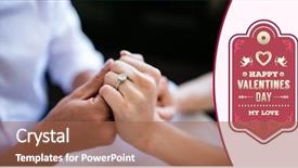  Presentation with engagement - PPT theme with composite image of couple with engagement ring with text valentine day background and a coral colored foreground