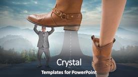  Presentation with cowboy - Audience pleasing PPT theme consisting of composite image of cowboy boots stepping on businessman against road turning into arrow backdrop and a ocean colored foreground