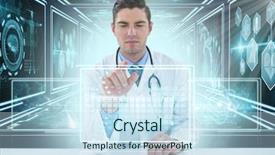  Presentation with using digital tablet - Audience pleasing PPT theme consisting of composite image of different application backdrop and a sky blue colored foreground