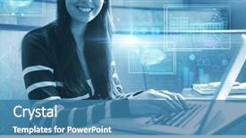  Presentation with brain dna - Presentation theme having composite image of digital image background and a teal colored foreground