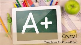  Presentation with digital image - Presentation theme enhanced with desk showing a plus grade background and a coral colored foreground