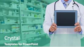  Presentation with digital image - Presentation theme with composite image of doctor showing background and a teal colored foreground