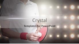  Presentation with spotlight - PPT layouts having composite image of female athlete posing with ping pong racket against spotlight background and a light gray colored foreground