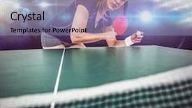  Presentation with table tennis - Theme with composite image of female athlete playing table tennis against spotlight background and a light blue colored foreground
