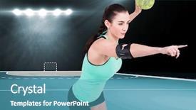 Presentation with handball - Theme having composite image of female athlete background and a  colored foreground