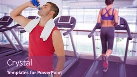  Presentation with water bottle - Theme with composite image of fit man drinking water from bottle background and a violet colored foreground