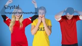  Presentation with football blue - Amazing presentation theme having composite image of football fans against blue background with vignette backdrop and a light blue colored foreground