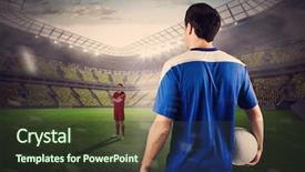  Presentation with football lights - Colorful presentation enhanced with football players facing off backdrop and a tawny brown colored foreground