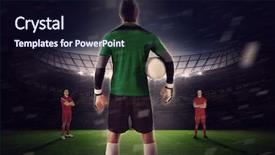  Presentation with goalie - Colorful PPT theme enhanced with composite image of goalie facing backdrop and a wine colored foreground