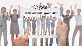  Presentation with photograph - Theme consisting of composite image of hand holding tablet pc showing photograph background and a lemonade colored foreground