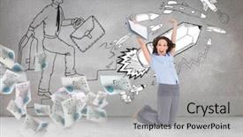  Presentation with classy - Beautiful theme featuring child development - happy asian chinese little girl backdrop and a gold colored foreground