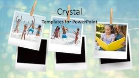  Presentation with blue design - Presentation design having abstract waves composition dots - composite image of instant photos background and a light blue colored foreground