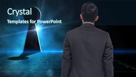  Presentation with keyhole - PPT theme having composite image of keyhole on technological black background background and a navy blue colored foreground