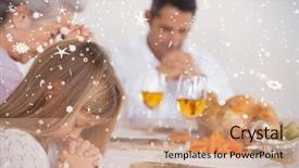  Presentation with falling snow - PPT theme having composite image of little girl background and a  colored foreground