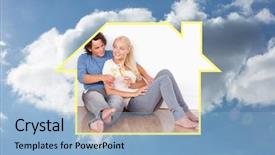  Presentation with toasting - Presentation theme featuring composite image of lovely couple toasting against cloudy sky background and a light blue colored foreground