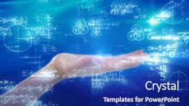  Presentation with hold hand - Colorful presentation design enhanced with composite image of mathematical equation backdrop and a navy blue colored foreground