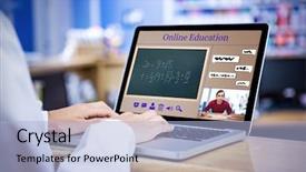  Presentation with socializare online - Cool new presentation theme with composite image of online courses backdrop and a light blue colored foreground