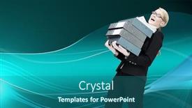  Presentation with overworked - Presentation design with composite image of overworked businesswoman carrying many folders background and a ocean colored foreground