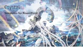  Presentation with rocks - Theme featuring composite image of pound symbol on rocks against view of data technology background and a light blue colored foreground