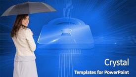  Presentation with classy - Audience pleasing theme consisting of composite image of rear view of classy businesswoman holding umbrella backdrop and a cobalt blue colored foreground