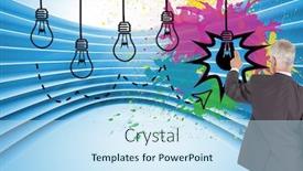  Presentation with classy - Colorful presentation theme enhanced with composite image of rear view of classy mature businessman pointing finger backdrop and a sky blue colored foreground