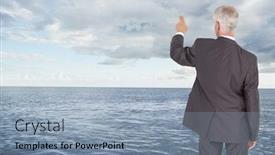  Presentation with classy - Colorful PPT layouts enhanced with composite image of rear view of classy mature businessman pointing finger backdrop and a light blue colored foreground