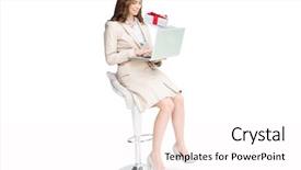  Presentation with gift ribbon - PPT layouts with composite image of santa claus showing gift with red ribbon background and a white colored foreground