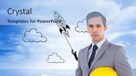  Presentation with microwave imaging image of modern - Cool new slide deck with vietnamese young man sewing a dress in his studio backdrop and a seafoam green colored foreground