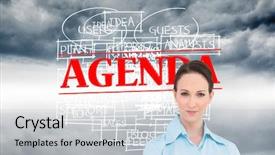  Presentation with classy - Theme with composite image of serious classy businesswoman using calculator background and a lemonade colored foreground