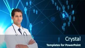  Presentation with composite - Theme with composite image of serious doctor background and a navy blue colored foreground