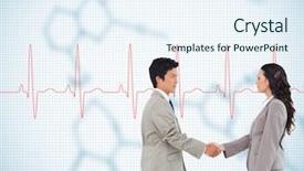  Presentation with trading - Cool new PPT theme with composite image of side view of hand shaking trading partners backdrop and a sky blue colored foreground