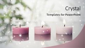  Presentation with falling snow - Theme with composite image of snow falling against lighted candles on a mirror background and a white colored foreground