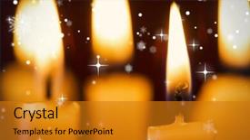  Presentation with falling snow - Theme with composite image of snow falling against focus on candle burning background and a gold colored foreground