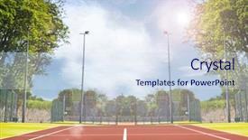  Presentation with tennis - Audience pleasing slide deck consisting of composite image of tennis field backdrop and a sky blue colored foreground